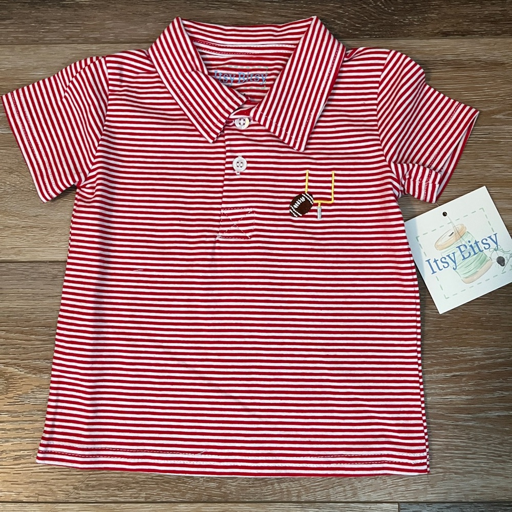 Itsy Bitsy Red & White Striped Polo Shirt for Kids 12M NWT